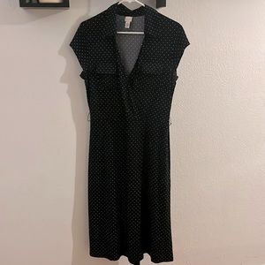 Black polka dot midi dress